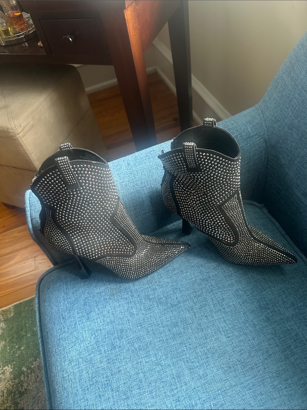 INC International Concepts Black Studded Pointed Ankle Booties